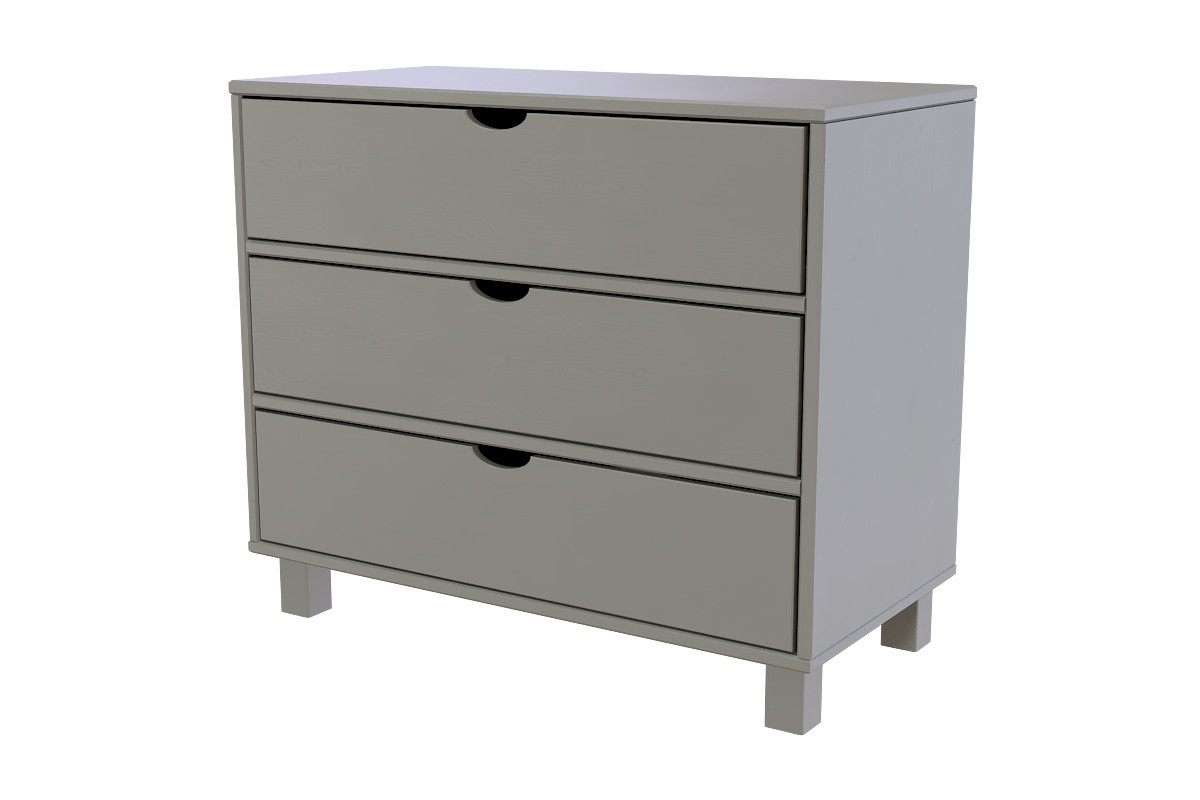Commode bois 3 tiroirs Cube - Gris