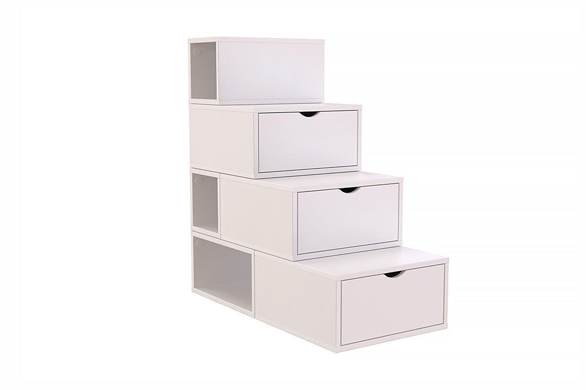 Escalier cube de rangement hauteur 100 cm - Blanc