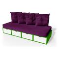 Banquette cube 200 cm + futon + coussins Vert/Blanc