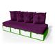 Banquette cube 200 cm + futon + coussins Vert/Blanc