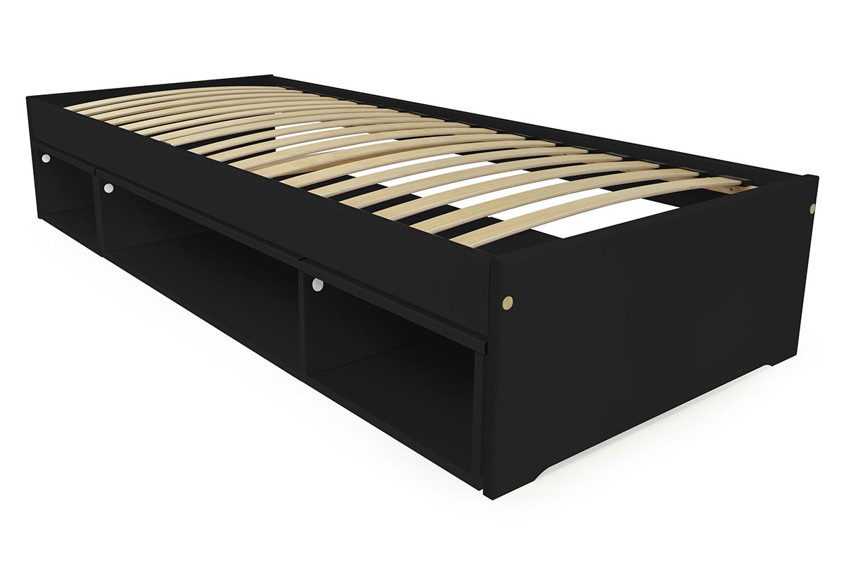 Lit avec rangement Maël 90x200 - Noir