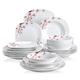 VEWEET 'Annie' 24-Piece Dinner Set Ivory White Pink Floral Porcelain Dinnerware Set China Ceramic Tableware Set with Bowls, Dessert Plates, Soup Plates, Dinner Plates Service for 6
