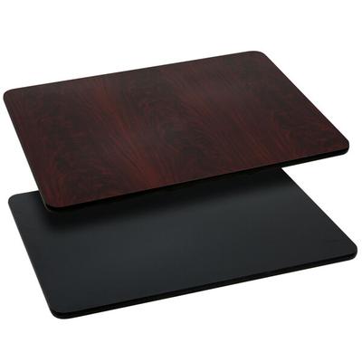 Flash Furniture XU-MBT-3042-GG 30" x 42" Black / Mahogany Reversible Laminated Rectangular Table Top