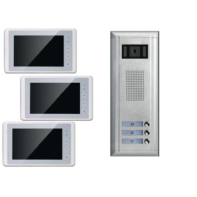VIDEO TÜRSPRECHANLAGE 3 FAMILIEN 2 DRAHT TECHNIK SONY CCD 7-ZOLL MONITORE Image