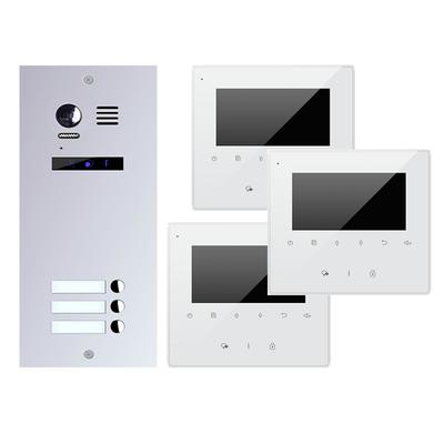 Türsprechanlage 3-Familienhaus ES3 + 3x Innenstellen DT43 Weiss Edelstahl 170 Grad Kamera