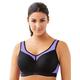 Glamorise Women's High Impact Underwire Sport Bra Wired Full Coverage Bra, Black (Black/Purple), 42C