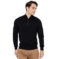 State Cashmere Men's 100% Pure Cashmere Jumper Pullover Half Zip Mock Neck Sweater Black