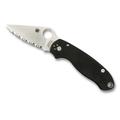 Spyderco Para 3 Folding Knife G-10 Steel Serrated Blade Satin Finish Black Handle C223GS