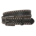 1 1/2" Snap on Antique Silver Circle Metal Studded Distressed Leather Belt, Black | 38"