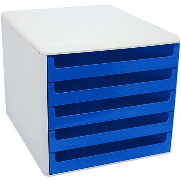 M und M Schubladenbox mit lichtgrauer Hülle blau, 28.4x26x35.9 cm Image