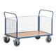 ROLLCART Gitter-Dreiwandwagen 120x78 cm Holz-Ladefläche blau, 137x99x80 cm