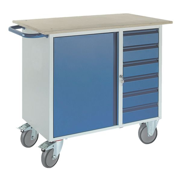 ROLLCART Werkstattwagen 6 Schübe blau, 111x86x60 cm