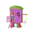 Barbie Chelsea treehouse playset, portable play child doll included, bright and colourful, gift set for children aged 3+ FPF83