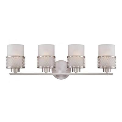 Nuvo Lighting 64684 - 4 Light Brushed Nickel Frosted Glass Shades Vanity Light Fixture (Fusion - 4 Light Vanity Fixture w/ Frosted Glass)