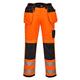 Portwest T501 Reinforced PW3 Hi Vis Holster Pocket Work Trousers Orange/Black, 44