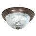 Nuvo Lighting 76608 - 3 Light 15" Round Old Bronze Clear Ribbed Glass Shade Ceiling Light Fixture (3 Light - 15" - Flush Mount - Clear Ribbed Glass)