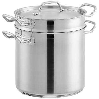 Vigor SS1 Series 12 Qt. Stainless Steel Aluminum-Clad Double Boiler Set