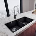 Blanco Precis SILGRANIT 29" L X 18.13" W Double Bowl Undermount Kitchen Sink Granite in Black/Gray/White | 8 H x 18.13 D in | Wayfair 516322