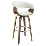 Wildon Home® Mykhailo Swivel Bar Stool Wood/Upholstered/Leather/Metal/Faux leather in Brown/Gray | 41.5 H x 23.75 W x 18.5 D in | Wayfair