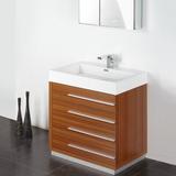 Latitude Run® Lidia 30" Single Sink Modern Bathroom Vanity w/ Medicine Cabinet Wood/Plastic in Brown | 33.5 H x 29.38 W x 18.75 D in | Wayfair