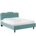 Willa Arlo™ Interiors Pires Tufted Low Profile Platform Bed Upholstered/Metal in Blue | 41 H x 74 W x 87 D in | Wayfair