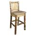 Loon Peak® Glacier Country Collection 24" Bar Stool Wood/Upholstered/Leather in Brown | 38 H x 19 W x 20 D in | Wayfair LOPK8959 44251114