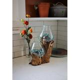 Cohasset Gifts & Garden Standing Double Molten Glass Sculpture Wood/Glass in Brown | 12 H x 14 W x 6 D in | Wayfair 647-30D