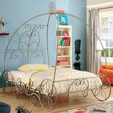 Hokku Designs Elisha Twin Canopy Bed Metal in Pink | 87.25 H x 41.38 W x 93.75 D in | Wayfair JEG-8816