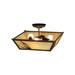 Meyda Lighting 3 - Light 22" Unique/Statement Square Semi Flush Mount Glass in Black/Brown/White | 9.5 H x 22 W x 22 D in | Wayfair 151038