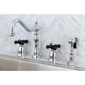 Kingston Brass Duchess Double Handle Kitchen Faucet w/ Side Spray, Ceramic in Gray | Wayfair KS1791PKXBS