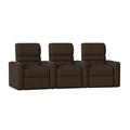 Latitude Run® Blue LED Home Theater Row Seating (Row of 3) Microfiber/Microsuede in Brown | 43.5 H x 108.5 W x 40 D in | Wayfair LTTN3405 44426342