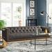 Trent Austin Design® Crantor 95" Genuine Leather Tuxedo Arm Sofa Genuine Leather in Black | 26.5 H x 95 W x 34.75 D in | Wayfair STSS2224 39938137