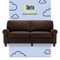 Serta at Home Copenhagen 73" Sofa Couch for Two People w/ Pillowed Back Cushions & Rounded Arms Polyester in Brown | 35 H x 73 W x 32.5 D in | Wayfair