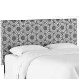 Wrought Studio™ Edford Slipcover Medallion Panel Headboard Upholstered/Linen/Cotton in Black/Brown/Gray | 51 H x 62 W x 4 D in | Wayfair