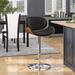 George Oliver Winchcombe Adjustable Height Swivel Barstool in Faux Leather, Walnut Wood & Chrome Base Leather in Gray | 21 W x 20 D in | Wayfair