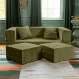 Zipcode Design™ Eugene Zipline Convertible Sleeper Loveseat & Ottomans, Textured Microvelvet Polyester in Gray | 22 H x 61 W x 37.5 D in | Wayfair