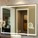 Orren Ellis Electric w/ Clock Modern & Contemporary Frameless Lighted Magnifying Mirror | 28 H x 60 W x 1.7 D in | Wayfair WLGN8874 38262165