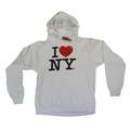 I Love NY New York Hoodie Screen Print Heart Sweatshirt White Medium