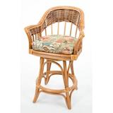 Bayou Breeze Moonsu Swivel Bar & Counter Stool Wood/Wicker/Rattan in Brown | 38 H x 25 W x 22 D in | Wayfair BBZE4201 43998656