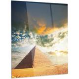 Design Art 'Egyptian Pyramid under Cloudy Skies' Graphic Art on Metal in Blue | 28 H x 12 W x 1 D in | Wayfair MT13481-12-28
