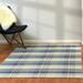 Blue/White 48 x 0.35 in Area Rug - August Grove® Pickering Plaid Handwoven Wool/Beige/Blue Area Rug Cotton/Wool | 48 W x 0.35 D in | Wayfair