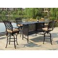 Alcott Hill® Thompson 5-Piece Patio Bar Set w/ Cushions & 82" Party Bar Metal in Brown | 48 H x 82 W x 40 D in | Wayfair ALTH4016 43080013