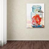 Alcott Hill® Ball Jar Ideal Peppers Painting Print on Wrapped Canvas Canvas, Glass in Blue/Red | 19 H x 14 W x 2 D in | Wayfair ALCT6339 30964466