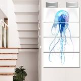 Design Art 'Light Jellyfish Watercolor' 4 Piece Graphic Art on Metal Set Canvas in Blue | 48 H x 28 W x 1 D in | Wayfair MT13342-271V