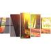 Design Art 'Autumn Trees in the Sunlight' 5 Piece Photographic Print on Metal Set Canvas in Green/Red | 32 H x 60 W x 1 D in | Wayfair MT14254-373