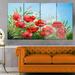 Design Art 'Poppies in Field Against Sky' 4 Piece Painting Print on Metal Set Canvas in Blue | 28 H x 48 W x 1 D in | Wayfair MT14775-271