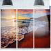 Design Art 'Stunning Ocean Beach at Sunset' 3 Piece Photographic Print on Metal Set Canvas in Red | 28 H x 36 W x 1 D in | Wayfair MT14632-3P