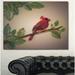 Design Art 'Red Paper Quilling of Cardinal Bird' Graphic Art Print on Wrapped Canvas Metal in Gray/Green/Red | 16 H x 32 W x 1 D in | Wayfair