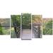 Design Art 'Wood Bridge at Japanese Garden in Fall' 5 Piece Photographic Print on Metal Set Canvas in Green | 32 H x 60 W x 1 D in | Wayfair