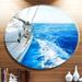 Design Art 'White Sailing Yacht in Blue Sea' Photographic Print on Metal in Blue/White | 23 H x 23 W x 1 D in | Wayfair MT14262-C23